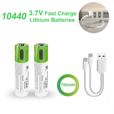 3.7V 10440 Cell Type-C lithium usb rechargeable li-ion battery