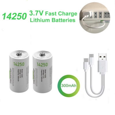 3.7V 14250 Cell Type-C lithium usb rechargeable li-ion battery