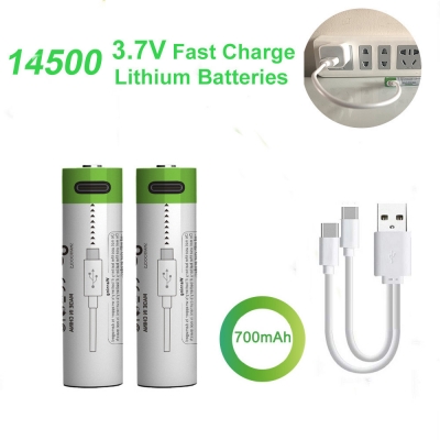 3.7V 14500 Cell Type-C lithium usb rechargeable li-ion battery