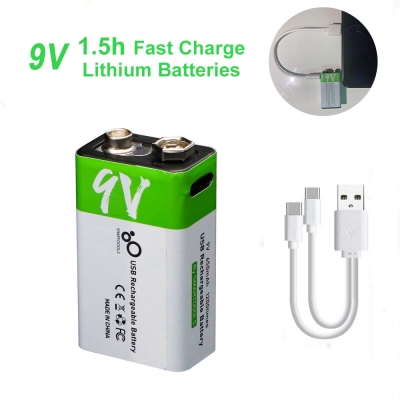 9 Volt Type-C rechargeable lithium battery 6f22 006p